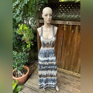 Moody Tie-Dye Maxi Dress with Crochet Straps